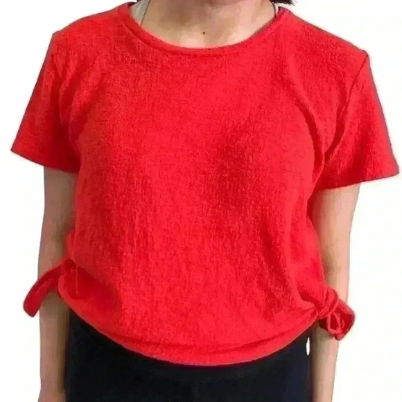Madewell Red Textured Top 🍄 - Picture 1 of 7